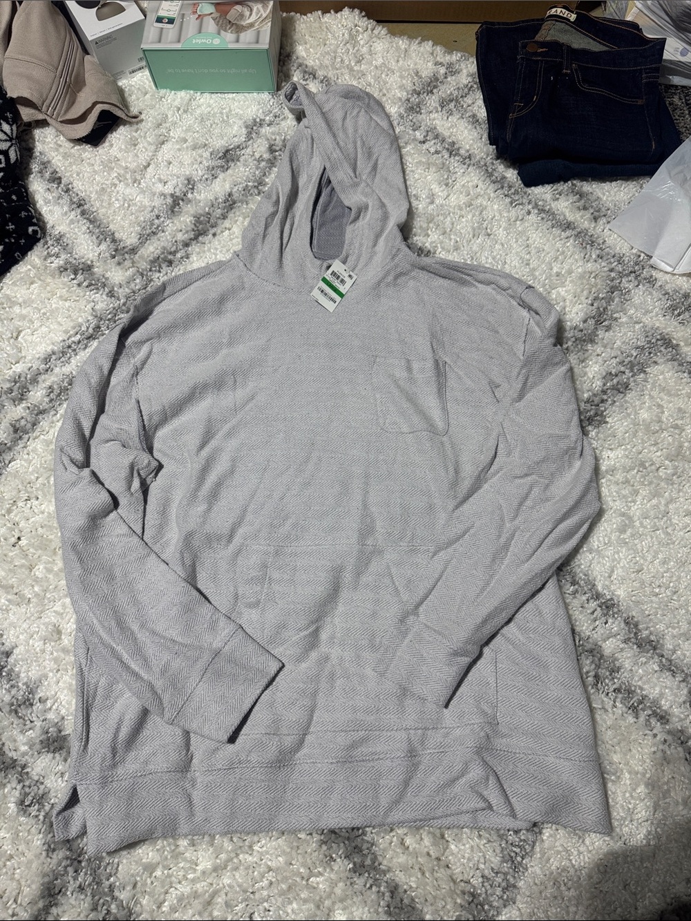 Men's American rag lightweight Hooded Long-Sleeve Shirt - Gray